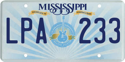 MS license plate LPA233