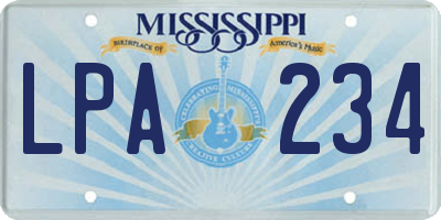 MS license plate LPA234
