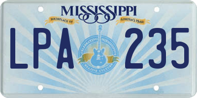 MS license plate LPA235