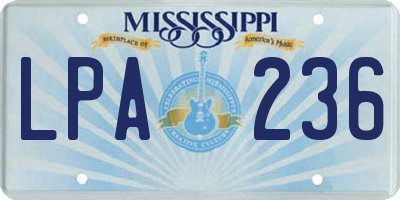 MS license plate LPA236
