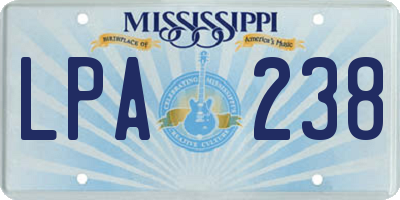 MS license plate LPA238