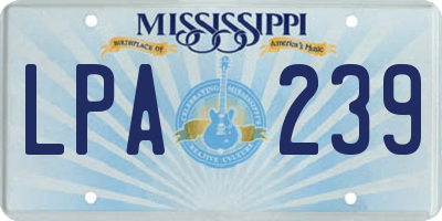 MS license plate LPA239