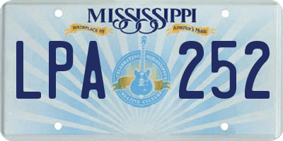MS license plate LPA252