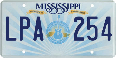 MS license plate LPA254