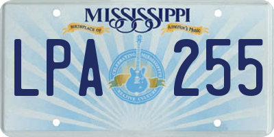 MS license plate LPA255