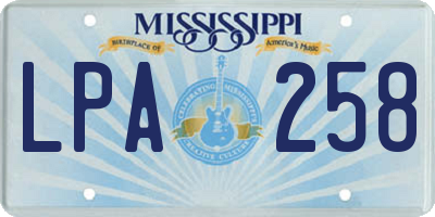 MS license plate LPA258