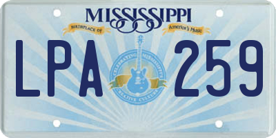 MS license plate LPA259