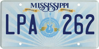 MS license plate LPA262