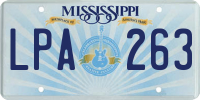 MS license plate LPA263