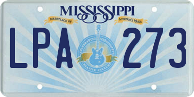 MS license plate LPA273