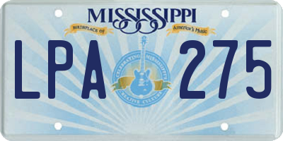 MS license plate LPA275