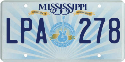 MS license plate LPA278
