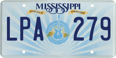 MS license plate LPA279