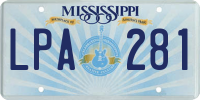 MS license plate LPA281