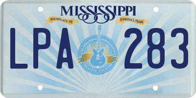 MS license plate LPA283