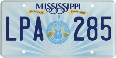 MS license plate LPA285