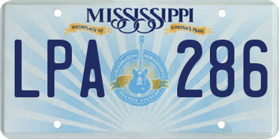MS license plate LPA286