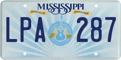 MS license plate LPA287