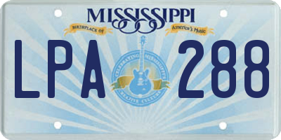 MS license plate LPA288