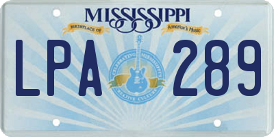 MS license plate LPA289