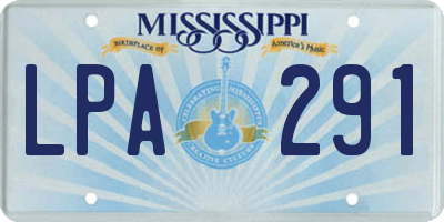 MS license plate LPA291