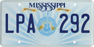 MS license plate LPA292