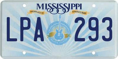 MS license plate LPA293