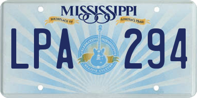 MS license plate LPA294