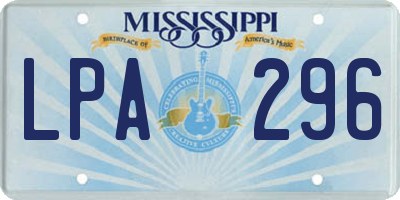 MS license plate LPA296