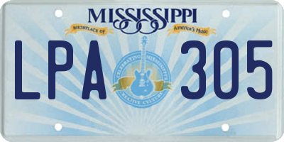 MS license plate LPA305