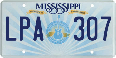 MS license plate LPA307