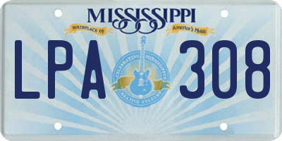 MS license plate LPA308