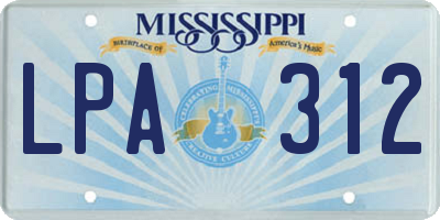 MS license plate LPA312