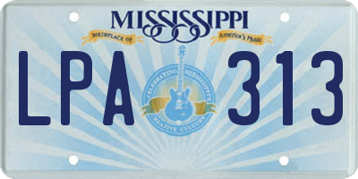 MS license plate LPA313