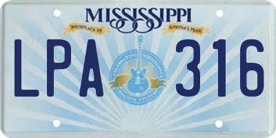 MS license plate LPA316