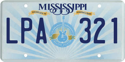 MS license plate LPA321
