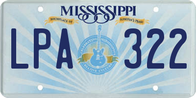 MS license plate LPA322