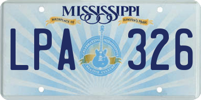 MS license plate LPA326