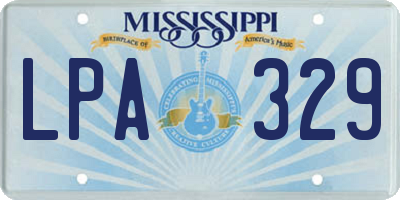 MS license plate LPA329