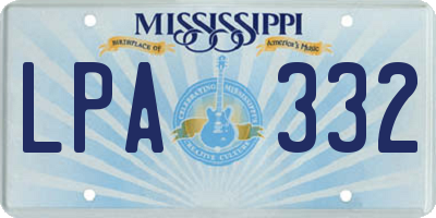 MS license plate LPA332