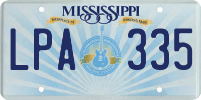 MS license plate LPA335