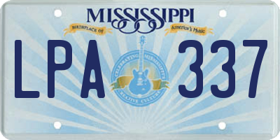 MS license plate LPA337