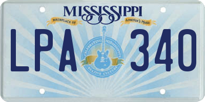 MS license plate LPA340