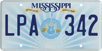 MS license plate LPA342