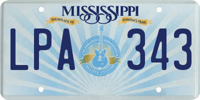 MS license plate LPA343