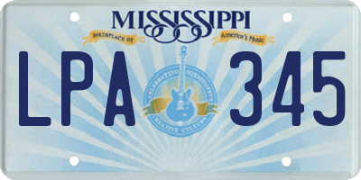 MS license plate LPA345
