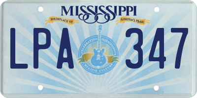 MS license plate LPA347