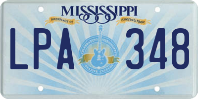 MS license plate LPA348