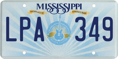 MS license plate LPA349