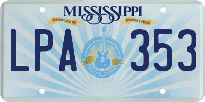 MS license plate LPA353